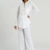 Cotton Deluxe Pajama White (077956) -Hanro cotton deluxe pajama white 077956