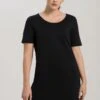 Cotton Deluxe Short Sleeve Nightdress Black (077953) -Hanro cotton deluxe short sleeve nightdress black 077953