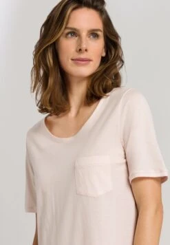 Cotton Deluxe Short Sleeve Nightdress Chrystal Pink (077953) -Hanro cotton deluxe short sleeve nightdress chrystal pin 5