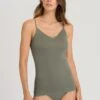 Cotton Seamless Spaghetti Top Antique Green (071601) -Hanro cotton seamless spaghetti top antique green 071601