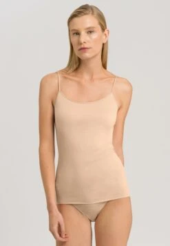 Cotton Seamless Spaghetti Top Beige (071600)