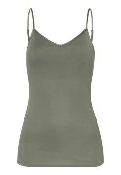 Cotton Seamless Spaghetti Top Padded Antique Green (071605) -Hanro cotton seamless spaghetti top padded antique green 4