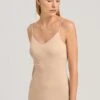Cotton Seamless Spaghetti Top Padded Beige (070274) -Hanro cotton seamless spaghetti top padded beige 070274