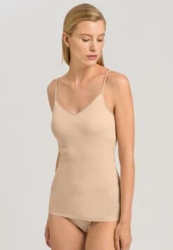 Cotton Seamless Spaghetti Top Padded Beige (070274)