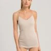 Cotton Seamless Spaghetti Top Padded Dune (071605) -Hanro cotton seamless spaghetti top padded dune 071605