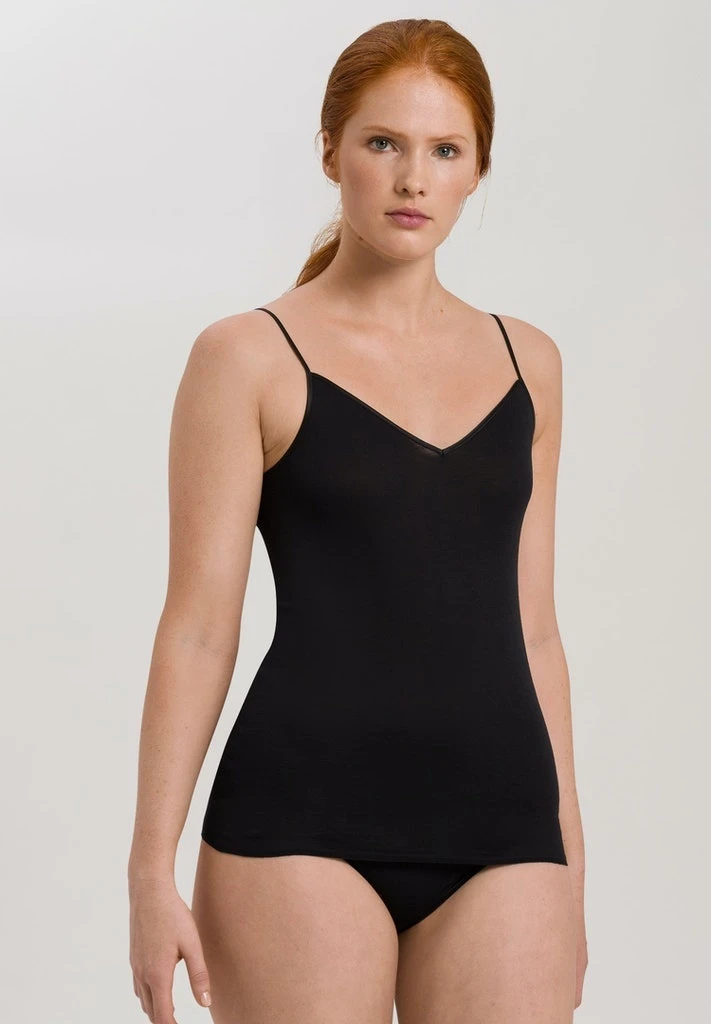 Cotton Seamless Spaghetti Top V-Shape Black (071601) 3 Cotton Seamless Spaghetti Top V-Shape Black (071601)