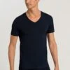 Cotton Superior Shirt V-Neck Midnight Navy (073089) 1 Cotton Superior Shirt V-Neck Midnight Navy (073089) -Hanro cotton superior shirt v neck midnight navy 073089