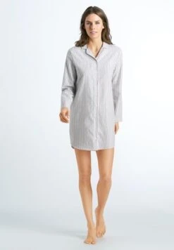 Edda Long Sleeve Nightdress Azurite Stripe (076655) -Hanro edda long sleeve nightdress azurite stripe 076655 2