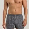 Fancy Woven Boxer Grey Check (074013) -Hanro fancy woven boxer grey check 074013