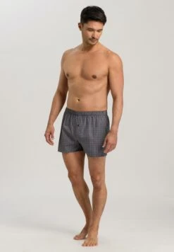 Fancy Woven Boxer Grey Check (074013) 8 Fancy Woven Boxer Grey Check (074013) -Hanro fancy woven boxer grey check 074013 2