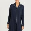 Natural Comfort Long Sleeve Nightdress Deep Navy (077964) -Hanro natural comfort long sleeve nightdress deep navy 0