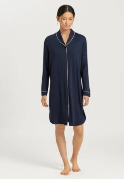 Natural Comfort Long Sleeve Nightdress Deep Navy (077964) -Hanro natural comfort long sleeve nightdress deep navy 0 2
