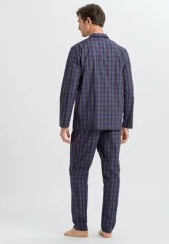 Night & Day Pajama Fine Bluish Check (075115) -Hanro night day pajama fine bluish check 075115 1