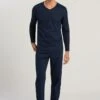 Night Selection Long Sleeve Pyjama Deep Navy (075109) -Hanro night selection long sleeve pyjama deep navy 07510
