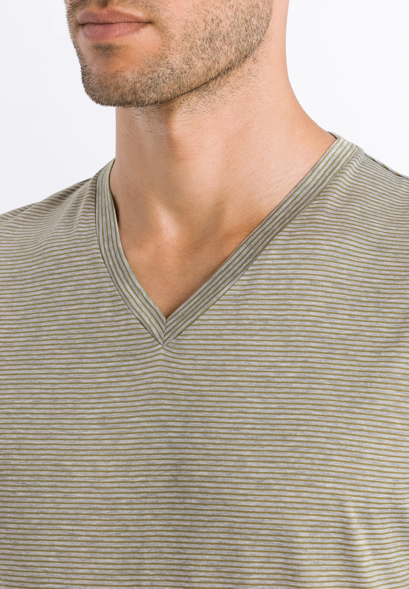 Sporty Stripe V-Neck T-Shirt Toned Green Stripe (074083) 6 Sporty Stripe V-Neck T-Shirt Toned Green Stripe (074083) - Afbeelding 4