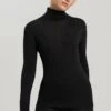 Woolen Silk Long Sleeve Turtle-Neck Black (071423) -Hanro woolen silk long sleeve turtle neck black 071423