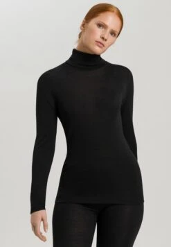 Woolen Silk Long Sleeve Turtle-Neck Black (071423)