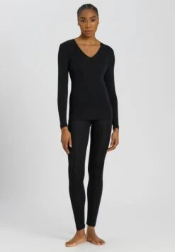 Woolen Silk Long Sleeve V-Neck Black (071418) -Hanro woolen silk long sleeve v neck black 071418 2