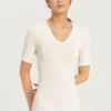 Woolen Silk T-Shirt V-Neck Cygne (071417) -Hanro woolen silk t shirt v neck cygne 071417